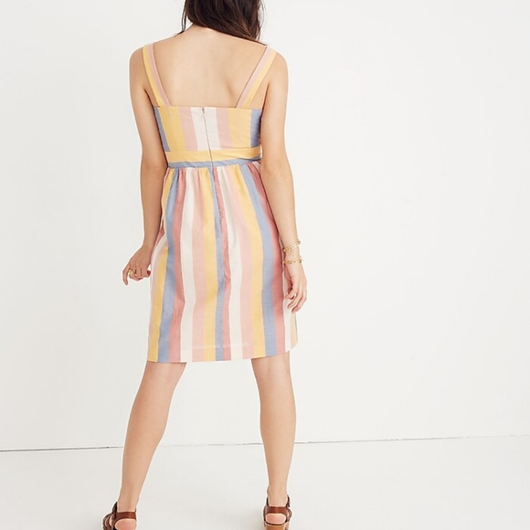 Madewell Tie Front Cutout Dress in Sherbet Stripes - Picture 3 of 14